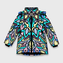 Зимняя куртка для девочки Мандала ярко-голубой