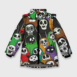 Зимняя куртка для девочки Скелеты на хэллоуин