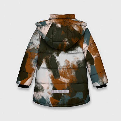 Зимняя куртка для девочки Цветные мазки - паттерн / 3D-Светло-серый – фото 2