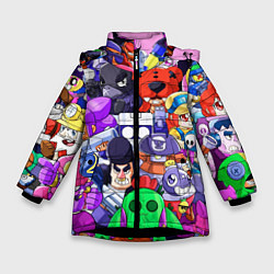 Куртка зимняя для девочки Brawl Stars game color, цвет: 3D-черный