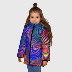 Куртка зимняя для девочки Яркая абстракция волнистых линий, цвет: 3D-красный — фото 2