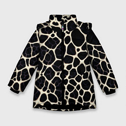 Куртка зимняя для девочки Патерн клеточной паутины, цвет: 3D-черный