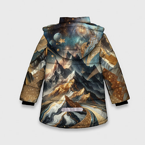 Зимняя куртка для девочки Золотые горы / 3D-Светло-серый – фото 2
