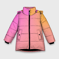 Куртка зимняя для девочки Розово-желтый градиент, цвет: 3D-черный