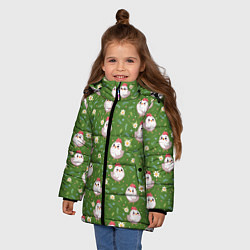 Куртка зимняя для девочки Курица и цветы паттерн, цвет: 3D-черный — фото 2