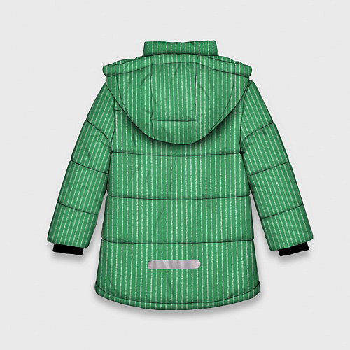 Зимняя куртка для девочки Нефритовый зелёный в полоску / 3D-Светло-серый – фото 2