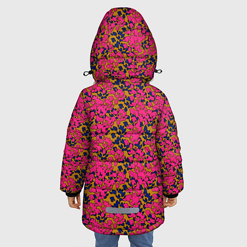 Зимняя куртка для девочки Взаимосвязанные листочки, розового жёлтого и синег / 3D-Светло-серый – фото 4