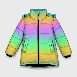 Куртка зимняя для девочки Мягкие неоновые зигзаги, цвет: 3D-черный