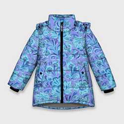 Зимняя куртка для девочки Узоры и цветы гжель паттерн