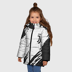 Куртка зимняя для девочки Ювентус текстура спорт клуб, цвет: 3D-черный — фото 2