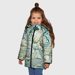 Куртка зимняя для девочки Абстрактный разноцветный узор, цвет: 3D-черный — фото 2
