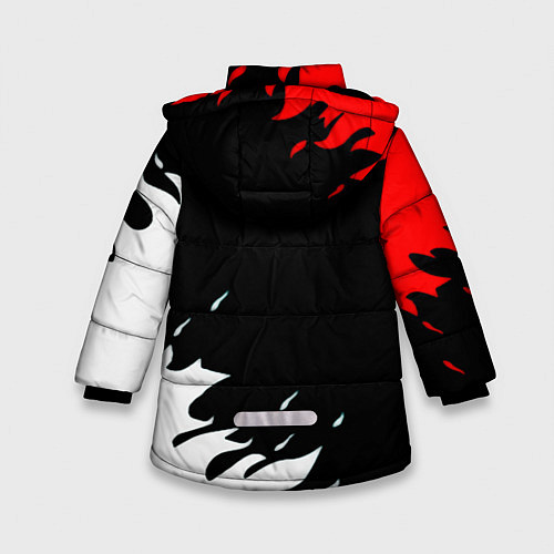 Зимняя куртка для девочки Half life текстура огонь / 3D-Красный – фото 2