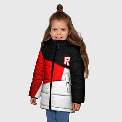 Куртка зимняя для девочки Roblox текстура мобайл геометрия, цвет: 3D-светло-серый — фото 2