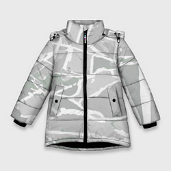 Куртка зимняя для девочки Серо-белая геометрия, цвет: 3D-черный