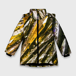 Куртка зимняя для девочки Драгоценные кристаллы жёлтые, цвет: 3D-черный