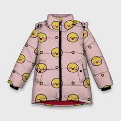 Куртка зимняя для девочки Цыплята parttern, цвет: 3D-красный