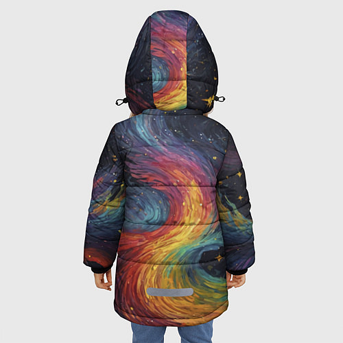 Зимняя куртка для девочки Звездный вихрь абстрактная живопись / 3D-Светло-серый – фото 4