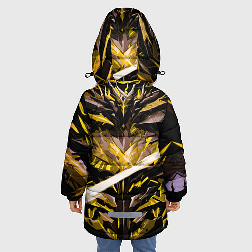 Зимняя куртка для девочки Жёлтый камень на чёрном фоне / 3D-Светло-серый – фото 4