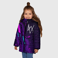Куртка зимняя для девочки Watch Dogs neon gaming, цвет: 3D-черный — фото 2