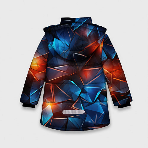 Зимняя куртка для девочки Синие и красные осколки стекла / 3D-Красный – фото 2
