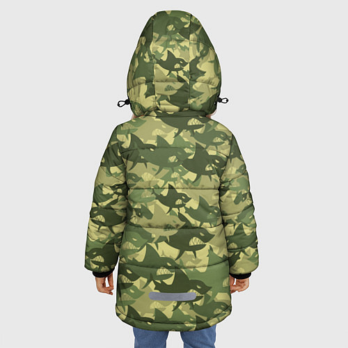 Зимняя куртка для девочки Акулы - камуфляж / 3D-Светло-серый – фото 4