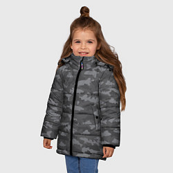 Куртка зимняя для девочки Тёмный камуфляж из рыб, цвет: 3D-черный — фото 2