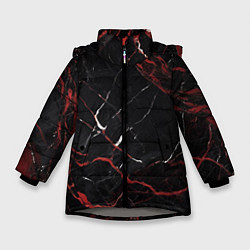 Куртка зимняя для девочки Черно-красный мрамор, цвет: 3D-светло-серый