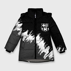 Куртка зимняя для девочки Barcelona краски текстура фк, цвет: 3D-светло-серый