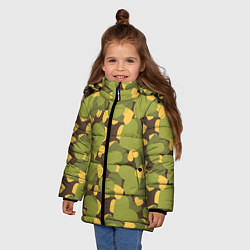 Куртка зимняя для девочки Сердечки - камуфляж, цвет: 3D-черный — фото 2
