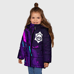 Куртка зимняя для девочки Brawl Stars neon gaming, цвет: 3D-черный — фото 2