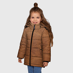 Куртка зимняя для девочки Коричневая кожа, цвет: 3D-черный — фото 2