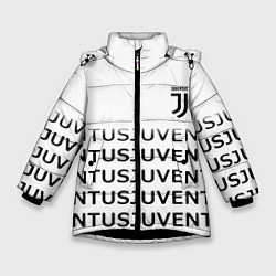 Куртка зимняя для девочки Ювентус лого паттерн спорт, цвет: 3D-черный