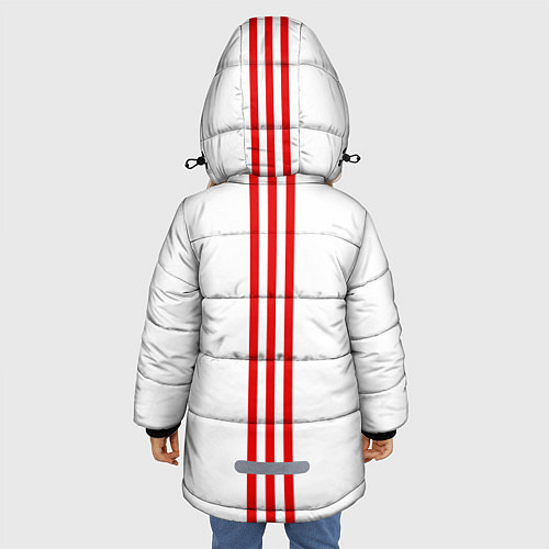 Зимняя куртка для девочки Россия три полоски на белом фоне / 3D-Светло-серый – фото 4