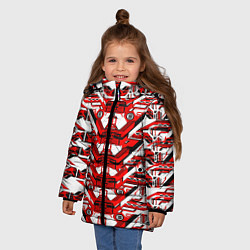 Куртка зимняя для девочки Красно-белая техно броня, цвет: 3D-черный — фото 2