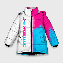 Куртка зимняя для девочки Tottenham neon gradient style по-вертикали, цвет: 3D-черный