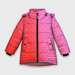 Куртка зимняя для девочки Красные градиентные линии, цвет: 3D-светло-серый