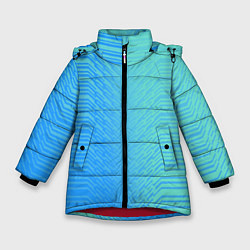 Куртка зимняя для девочки Голубые градиентные линии, цвет: 3D-красный