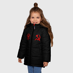 Куртка зимняя для девочки СССР гост три полоски на белом фоне, цвет: 3D-светло-серый — фото 2