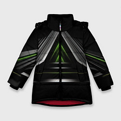 Зимняя куртка для девочки Black green abstract nvidia style