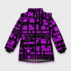 Куртка зимняя для девочки Bon Jovi neon pink rock, цвет: 3D-светло-серый