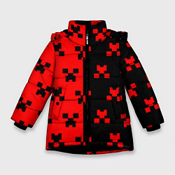 Куртка зимняя для девочки Minecraft creeper logo, цвет: 3D-черный
