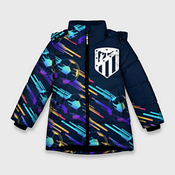 Куртка зимняя для девочки Atletico Madrid градиентные мячи, цвет: 3D-черный