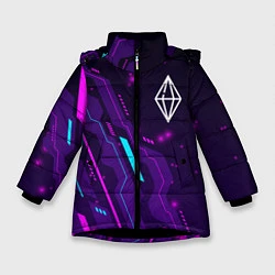 Куртка зимняя для девочки The Sims neon gaming, цвет: 3D-черный