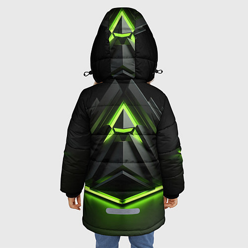 Зимняя куртка для девочки Green black nvidia style / 3D-Светло-серый – фото 4