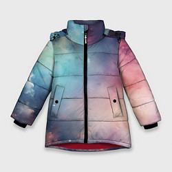 Куртка зимняя для девочки Нежный космос, цвет: 3D-красный