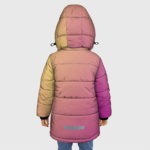 Зимняя куртка для девочки Градиент желтый малиновый по диагонали / 3D-Светло-серый – фото 4