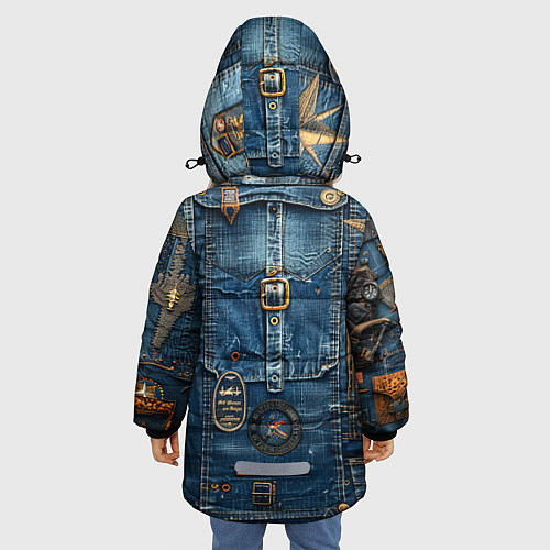 Зимняя куртка для девочки Джинсы лётчика-авиатора / 3D-Светло-серый – фото 4