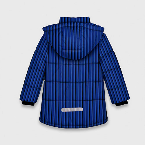 Зимняя куртка для девочки Синий в вертикальную полоску / 3D-Светло-серый – фото 2