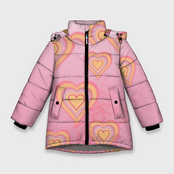Куртка зимняя для девочки Сердца градиент, цвет: 3D-светло-серый