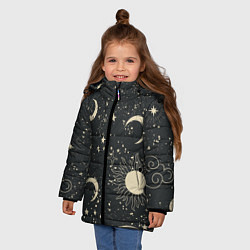 Куртка зимняя для девочки Звёздная карта с лунами и солнцем, цвет: 3D-красный — фото 2